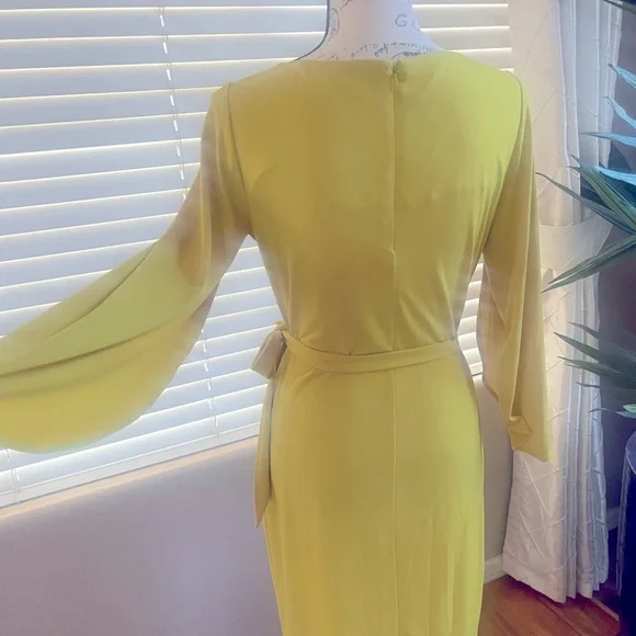 Mustard Dress with Butterfly Sleeves - Picture 3 of 3